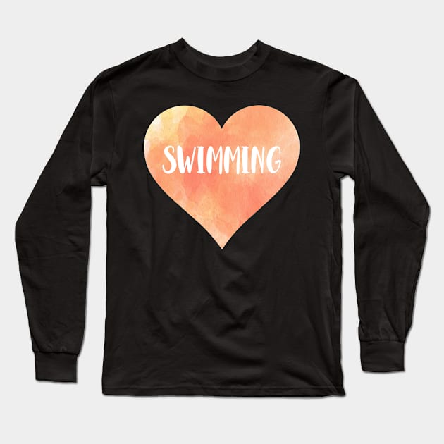 Swimming love heart. Perfect present for mother dad friend him or her Long Sleeve T-Shirt by SerenityByAlex